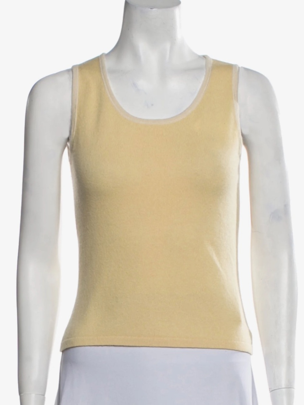 Loro Piana butter yellow cashmere scoop neck top